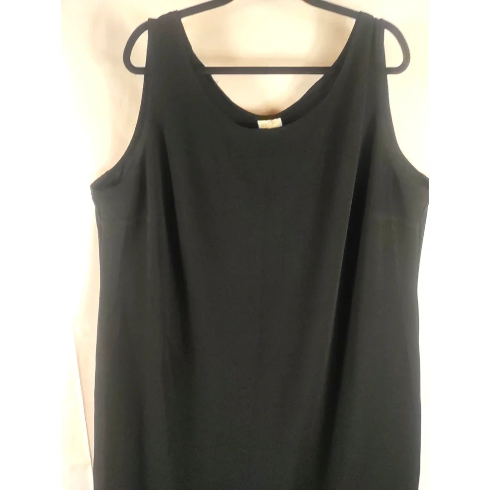 Black Jumper Dress Knee Length Sleeveless Size 24 W Church Business - Picture 2 of 7